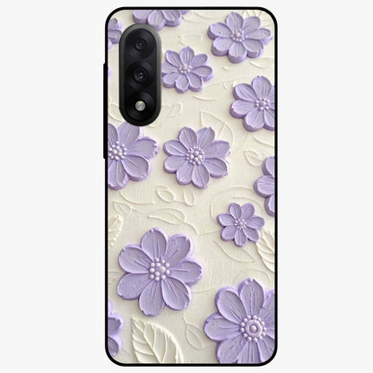 Floral Wall Art With Purple Flowers Glass Case for 1+Nord 5 stylish front view featuring purple floral artwork