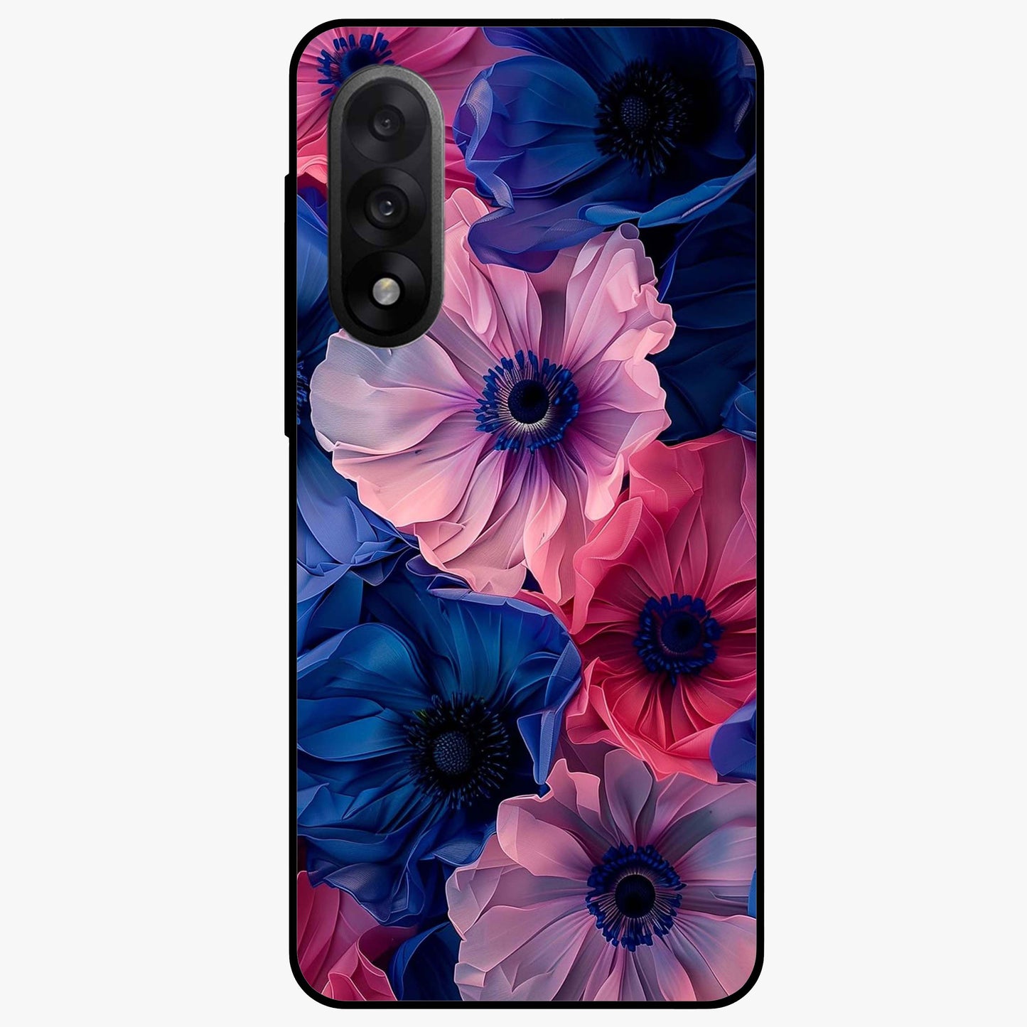 Flower Paper Art Pattern Glass Case for 1+Nord 5 creative front view featuring layered paper style floral artwork