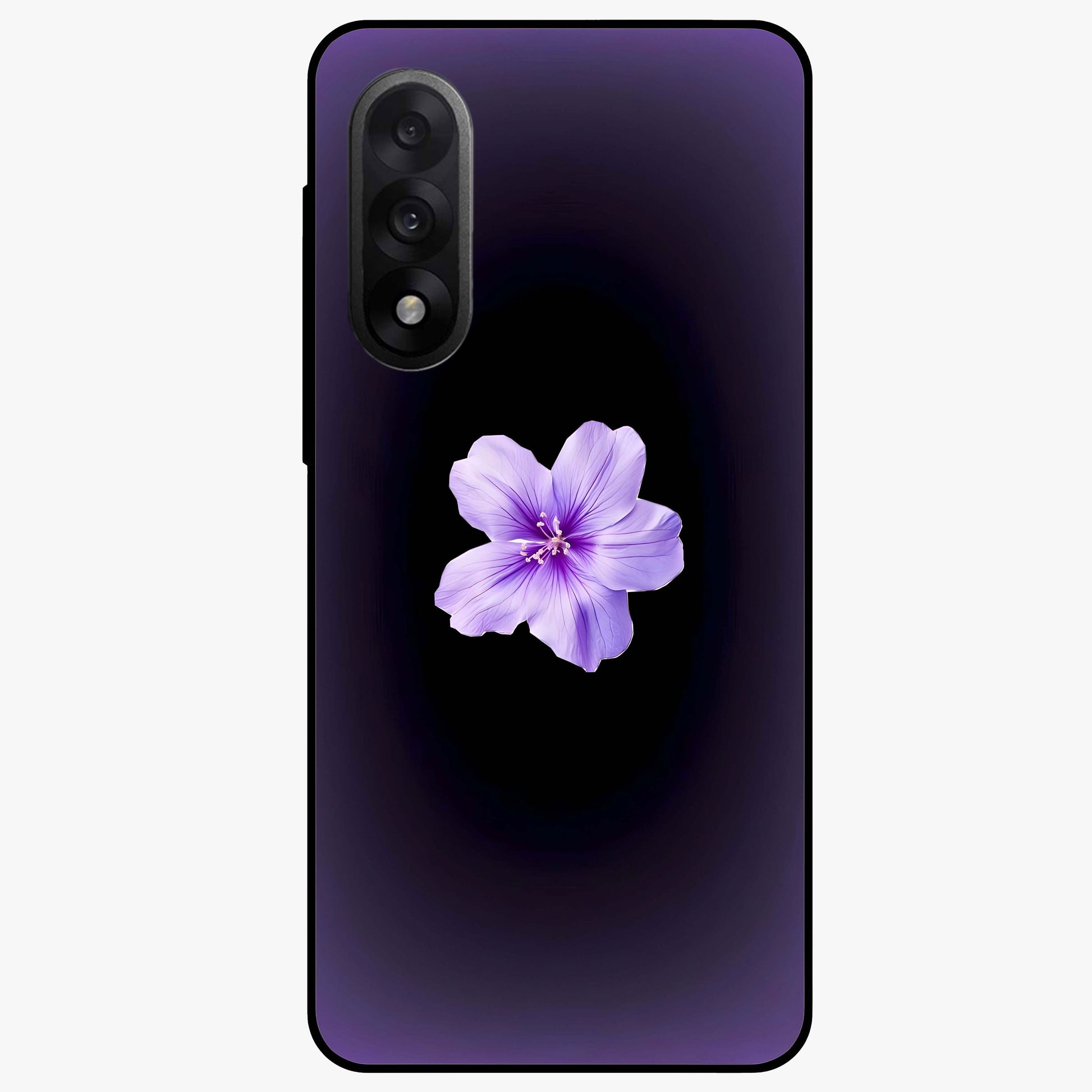 Flower on Soft Violet Gradient Glass Case for 1+Nord 5 elegant front view featuring floral artwork over smooth violet gradient