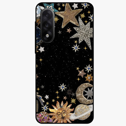 Galactic Jewel Stars Glass Case for 1+Nord 5 elegant front view featuring sparkling jewel inspired star artwork