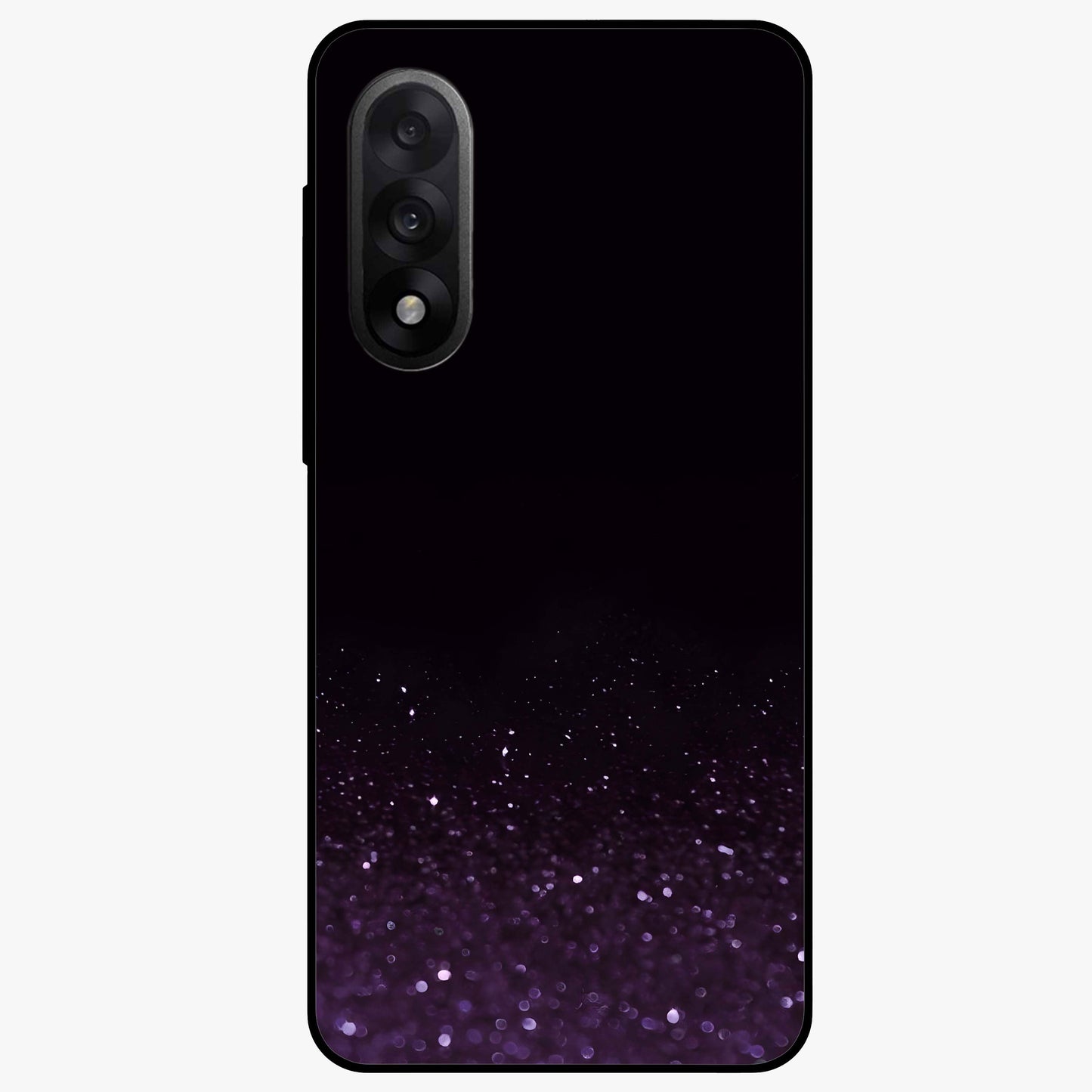 Glittery Purple Bokeh Glass Case for 1+Nord 5 vibrant front view featuring sparkling purple bokeh artwork