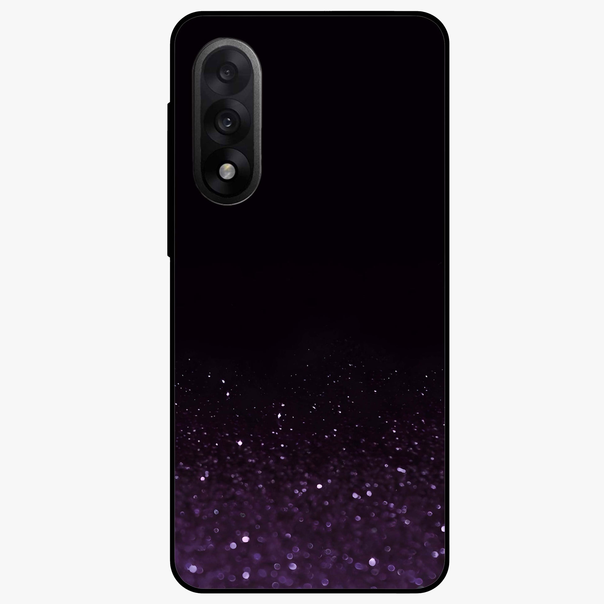 Glittery Purple Bokeh Glass Case for 1+Nord 5 vibrant front view featuring sparkling purple bokeh artwork