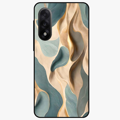 Golden Dune Waves Glass Case for 1+Nord 5 scenic front view featuring flowing desert dune artwork in golden hues