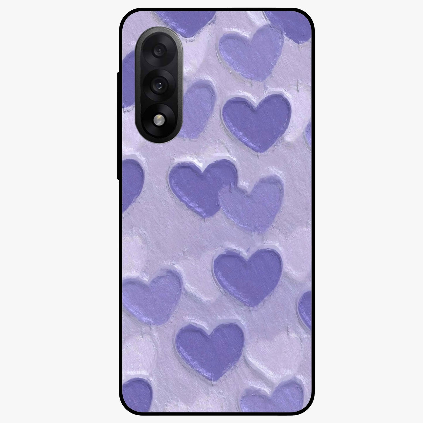 Lavender Paper Hearts Glass Case for 1+Nord 5 cute front view featuring layered heart artwork in soft lavender tones