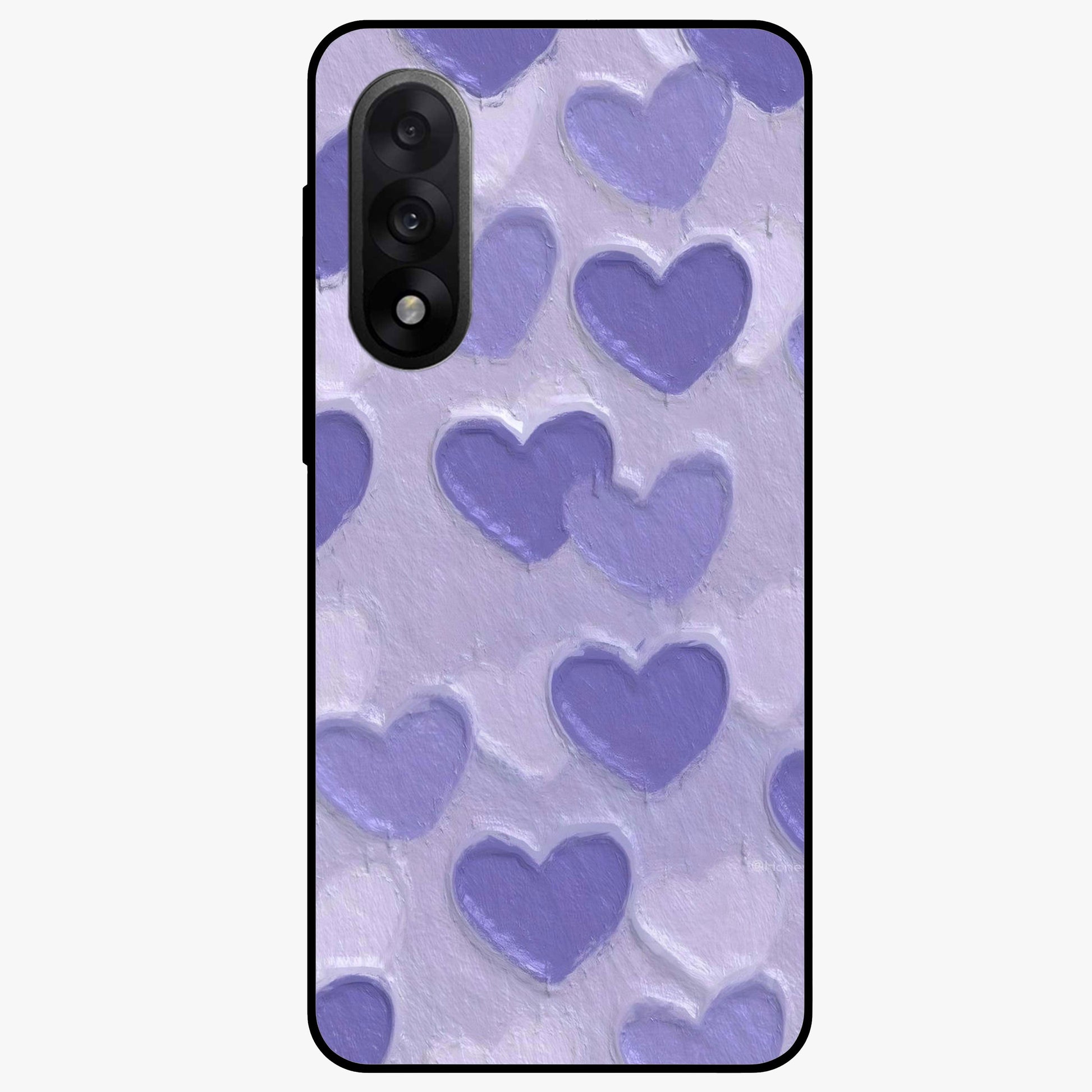 Lavender Paper Hearts Glass Case for 1+Nord 5 cute front view featuring layered heart artwork in soft lavender tones