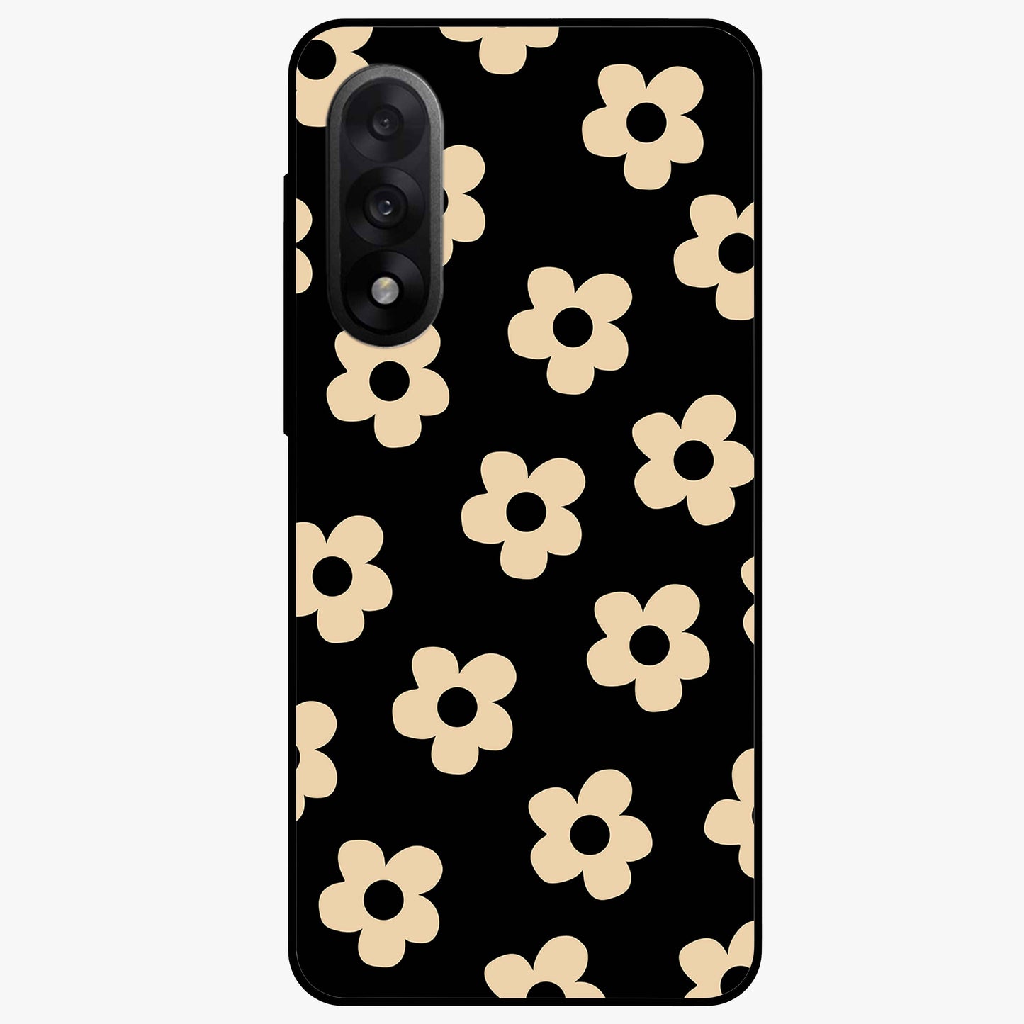 Little Daisy Flower Retro Pattern Glass Case for 1+Nord 5 cheerful front view featuring retro daisy floral pattern artwork