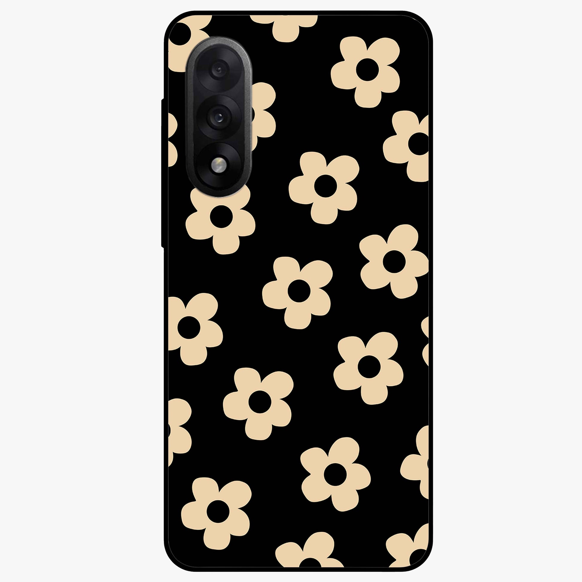 Little Daisy Flower Retro Pattern Glass Case for 1+Nord 5 cheerful front view featuring retro daisy floral pattern artwork