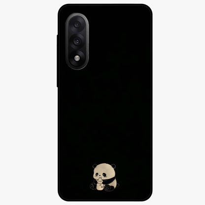Midnight Panda Love Glass Case for 1+Nord 5 adorable front view featuring cute panda artwork on dark background