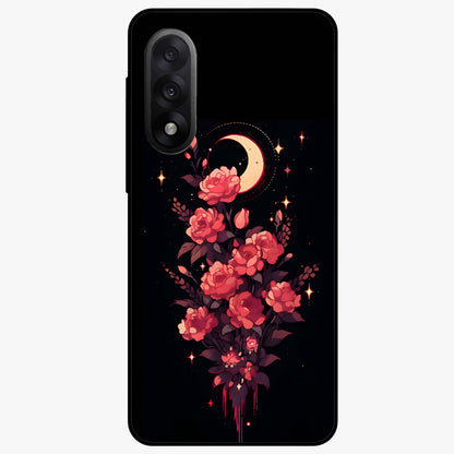 Moonlit Floral Elegance Glass Case for 1+Nord 5 graceful front view featuring sophisticated floral artwork on dark backdrop