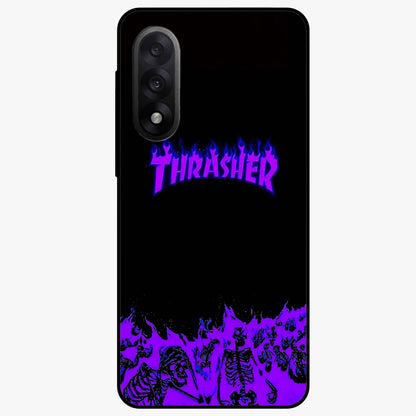 Neon Flame Riot Glass Case for 1+Nord 5 intense front view featuring blazing neon flame artwork