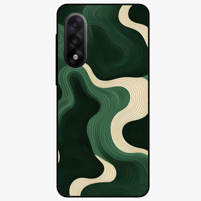 Organic Swirl Design Glass Case for 1+Nord 5 modern front view featuring flowing abstract swirl artwork
