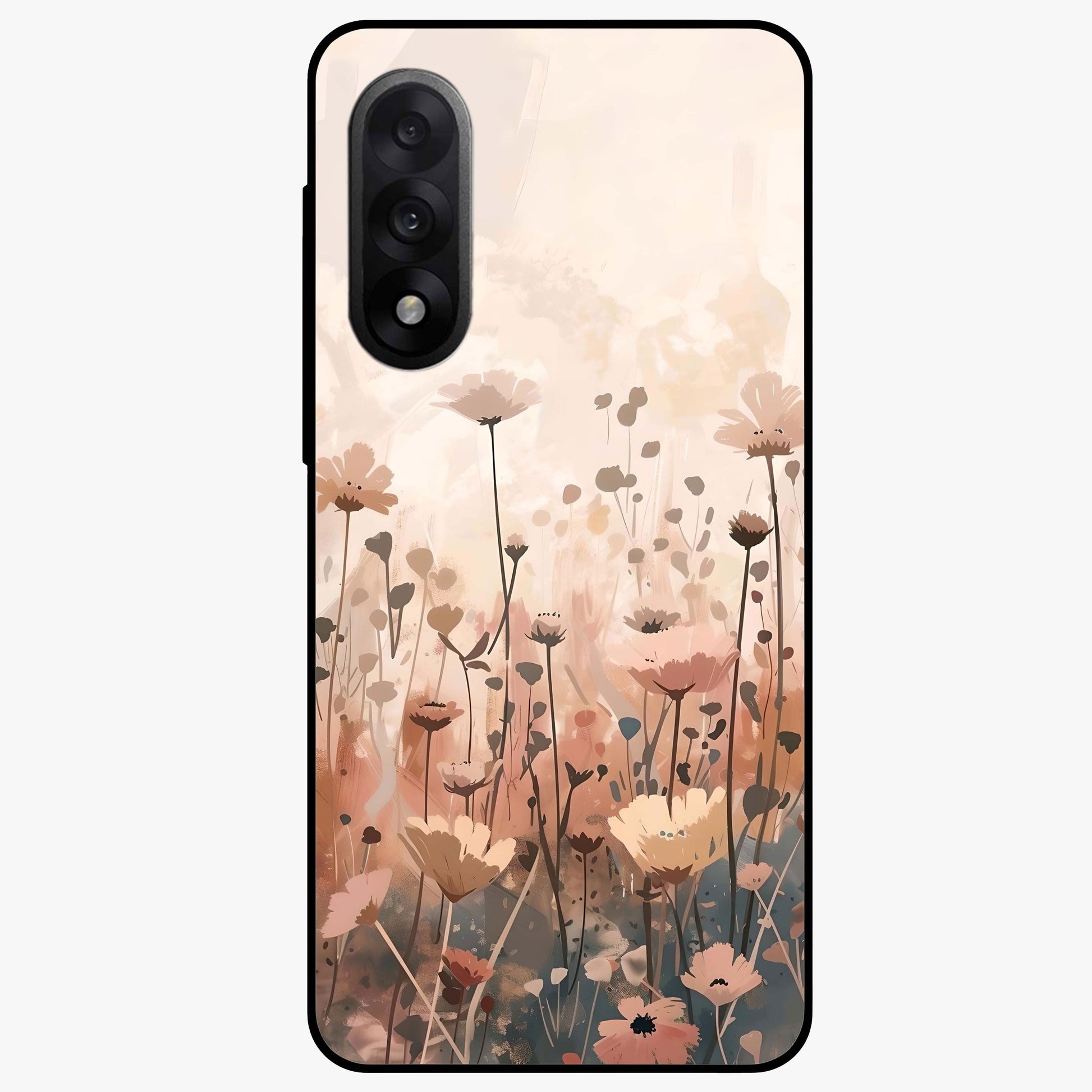 Pastel Wildflowers Glass Case for 1+Nord 5 cheerful front view featuring colorful wildflower artwork in pastel tones