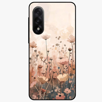 Pastel Wildflowers Glass Case for 1+Nord 5 cheerful front view featuring colorful wildflower artwork in pastel tones