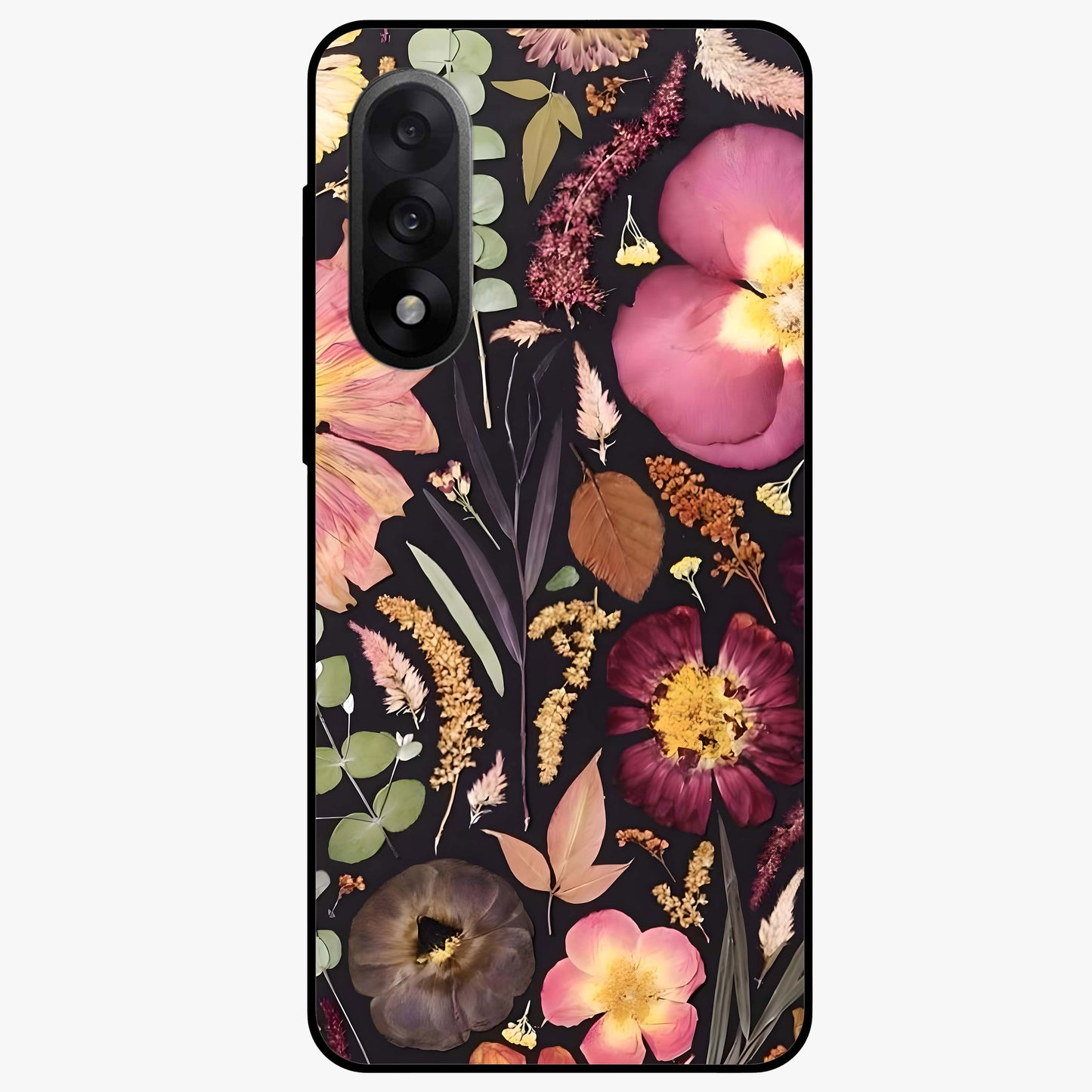 Petal Dream Tapestry Glass Case for 1+Nord 5 elegant front view featuring intricate floral tapestry artwork