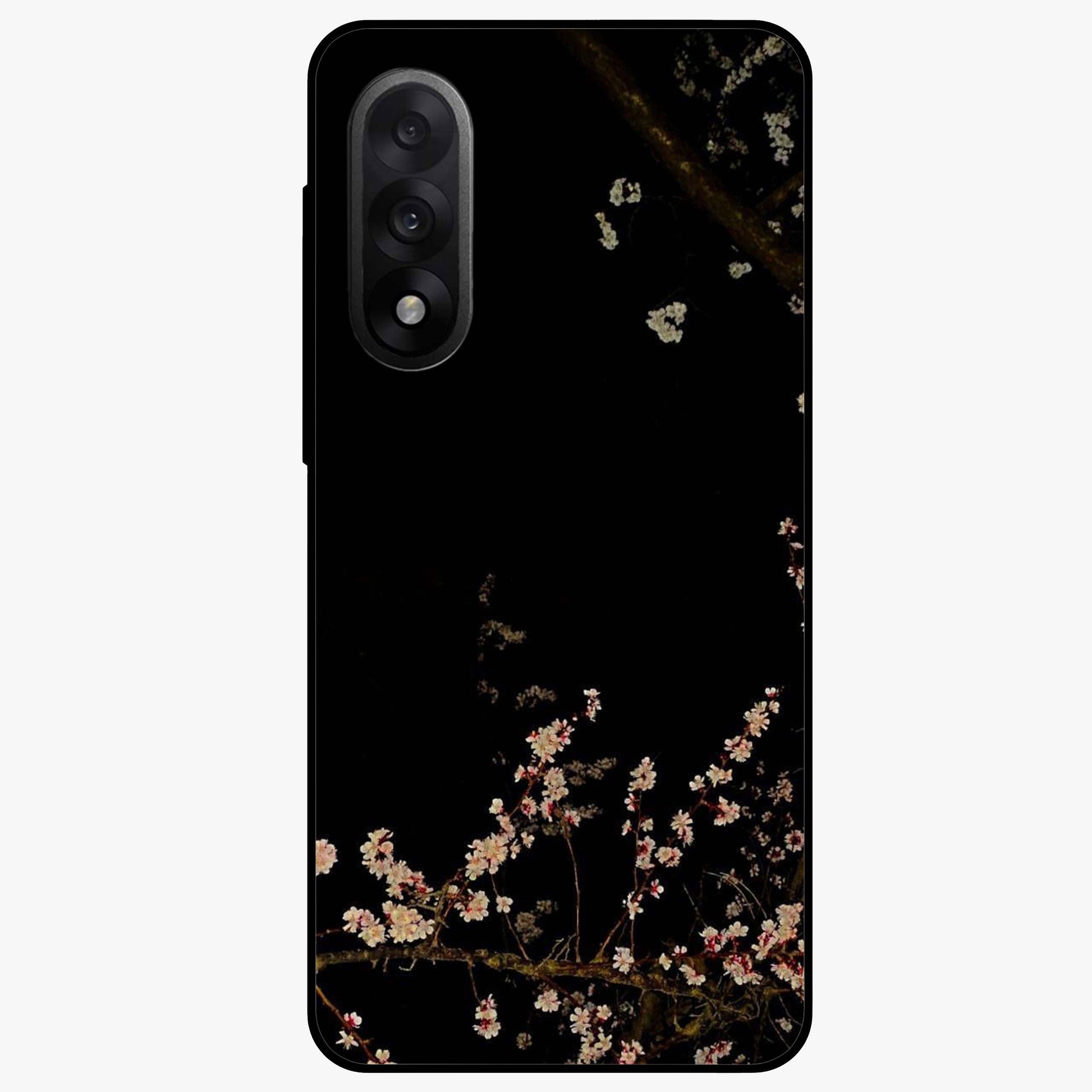 Petal Moon Light With Custom Name Glass Case for 1+Nord 5 graceful front view featuring floral artwork under moonlight with personalized name design