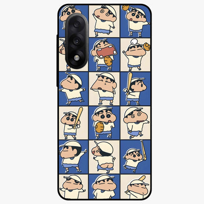Playful Shin Swing Glass Case for 1+Nord 5 lively front view featuring animated character artwork with playful theme