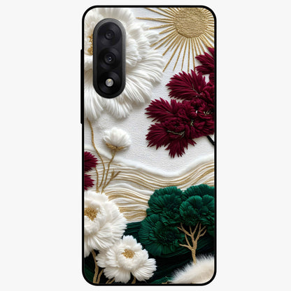 Radiant Bloom Elegance Glass Case for 1+Nord 5 elegant front view featuring luminous floral artwork