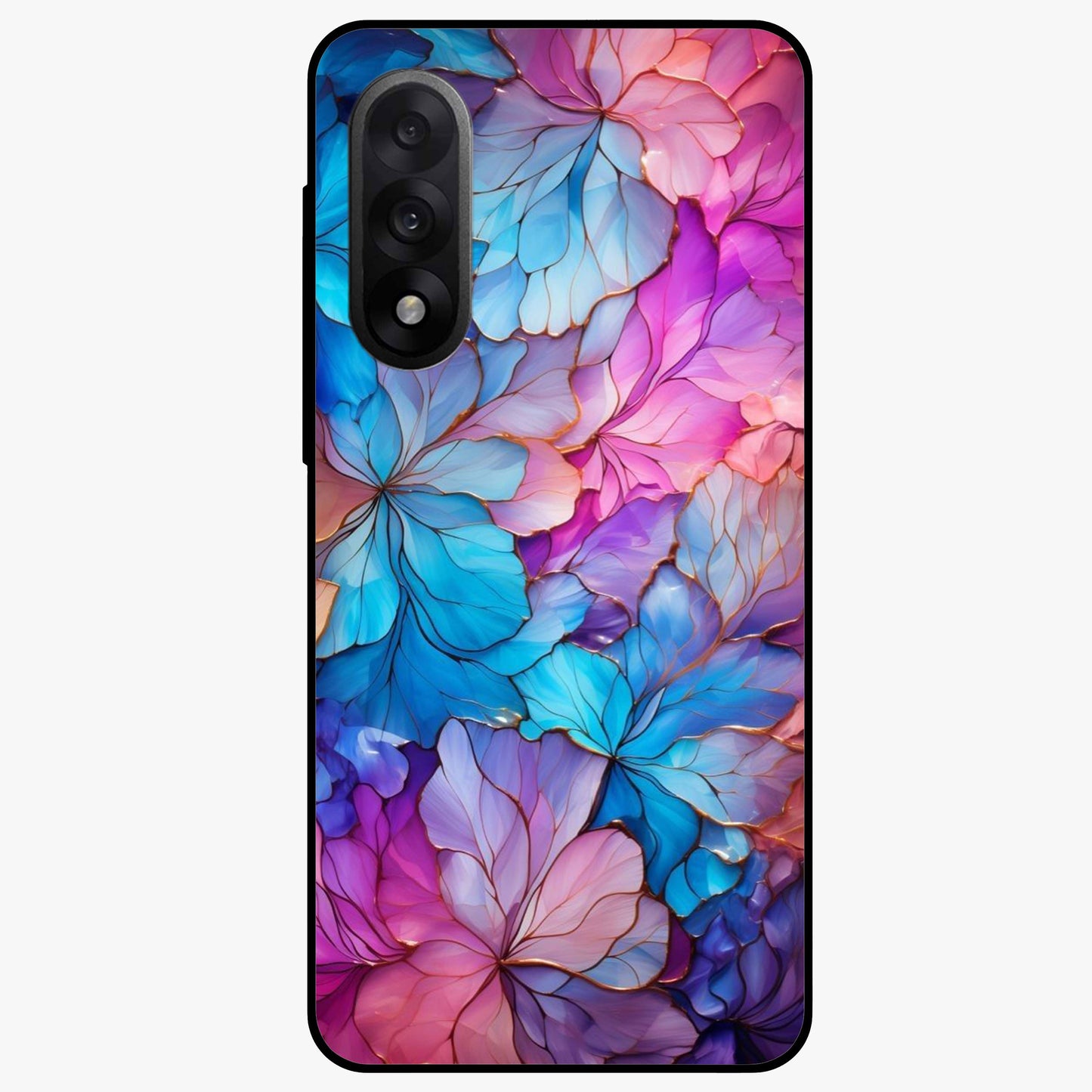 Radiant Floral Whirl Glass Case for 1+Nord 5 artistic front view featuring swirling floral artwork
