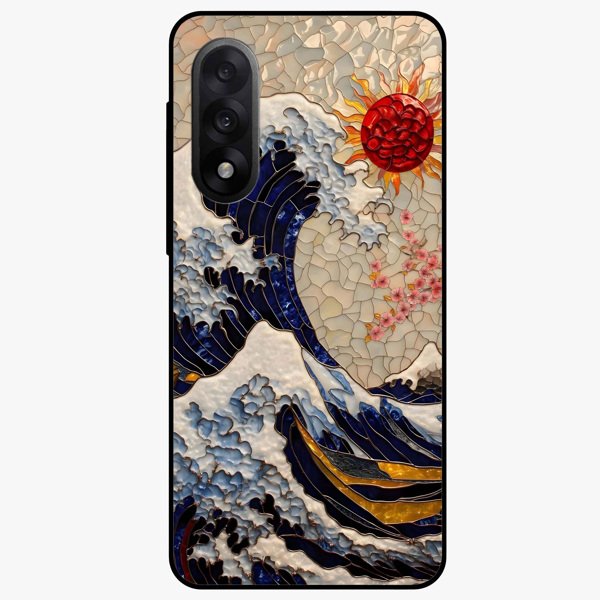 Rising Wave Glory Glass Case for 1+Nord 5 dynamic front view featuring powerful wave inspired artwork