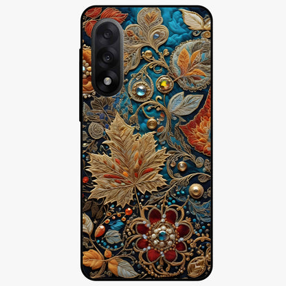 Royal Jewel Garden Glass Case for 1+Nord 5 luxurious front view featuring ornate floral artwork with jewel accents