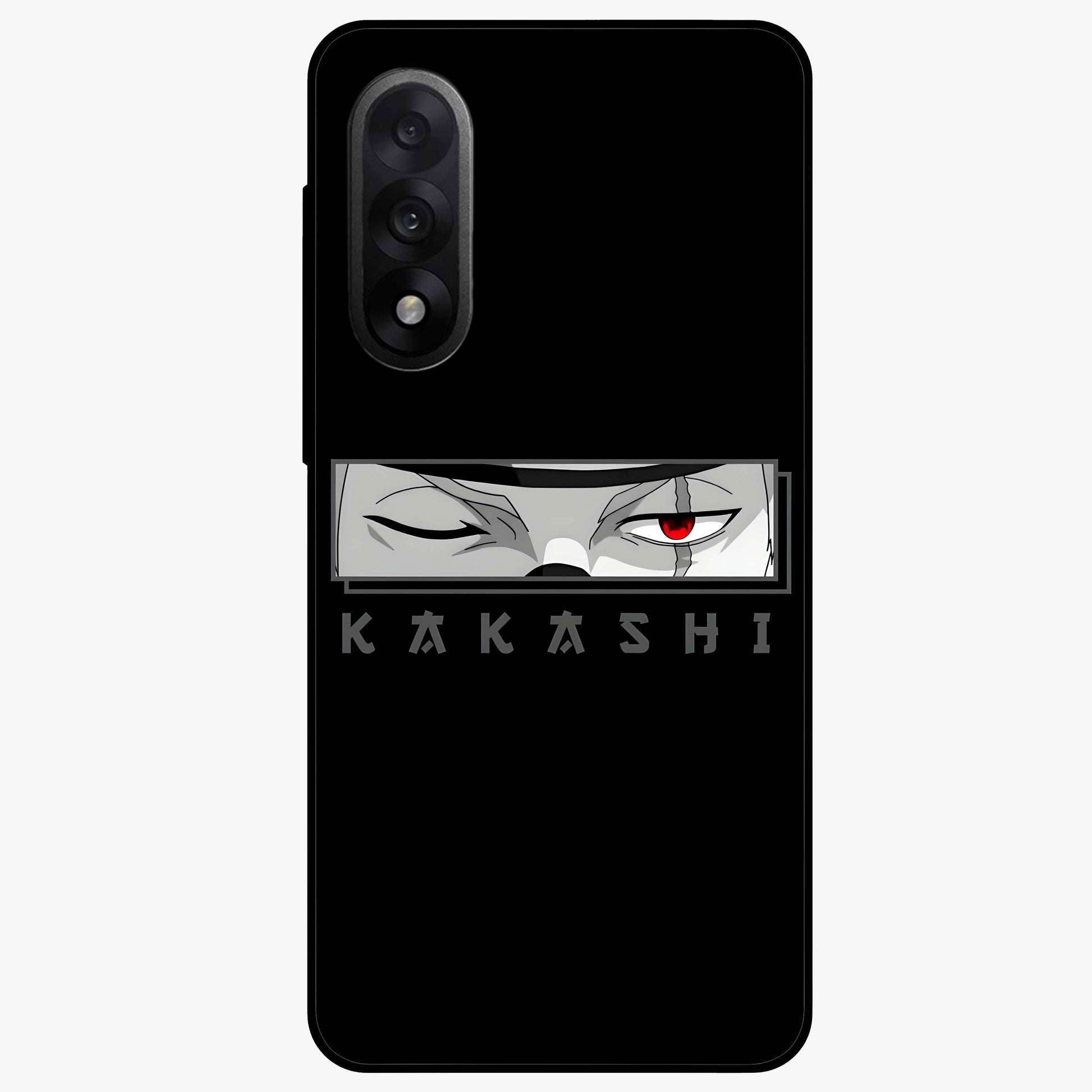 Scarlet Ninja Gaze Glass Case for 1+Nord 5 striking front view featuring ninja inspired artwork in crimson tones