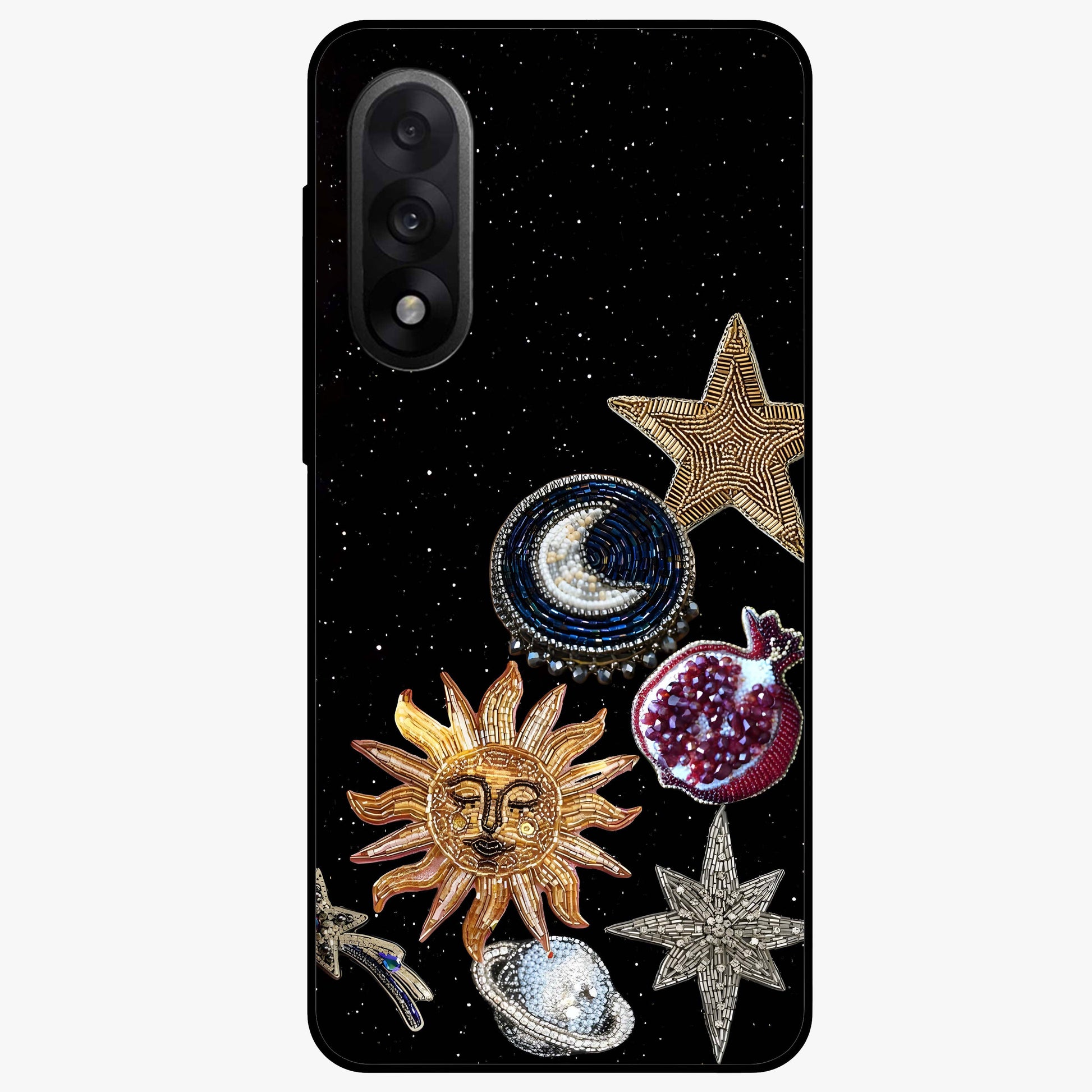 Scarlet Sky Flight Glass Case for 1+Nord 5 dramatic front view featuring bold sky inspired artwork in scarlet tones