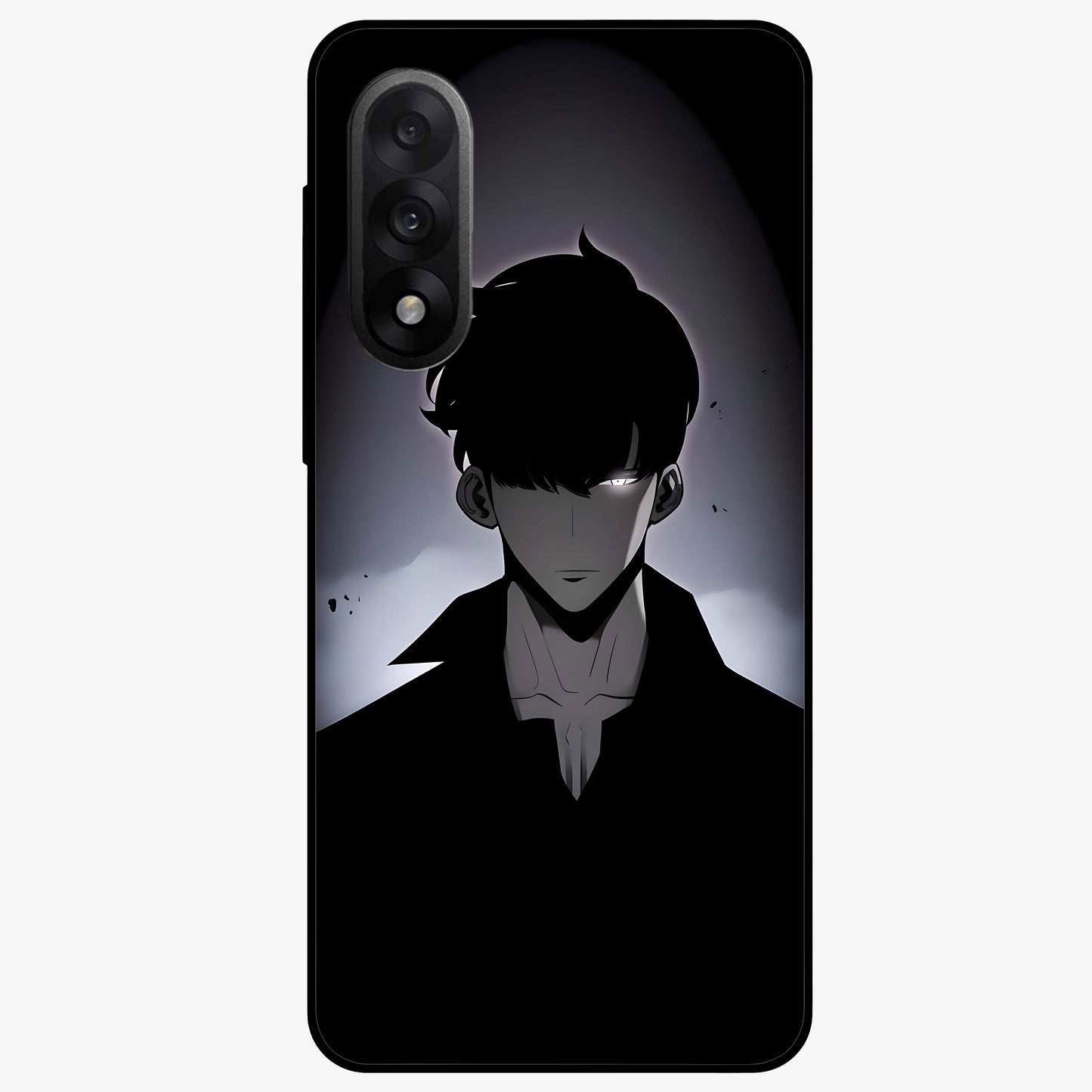 Silent Shadow Awakening Glass Case for 1+Nord 5 intense front view featuring dark warrior inspired artwork