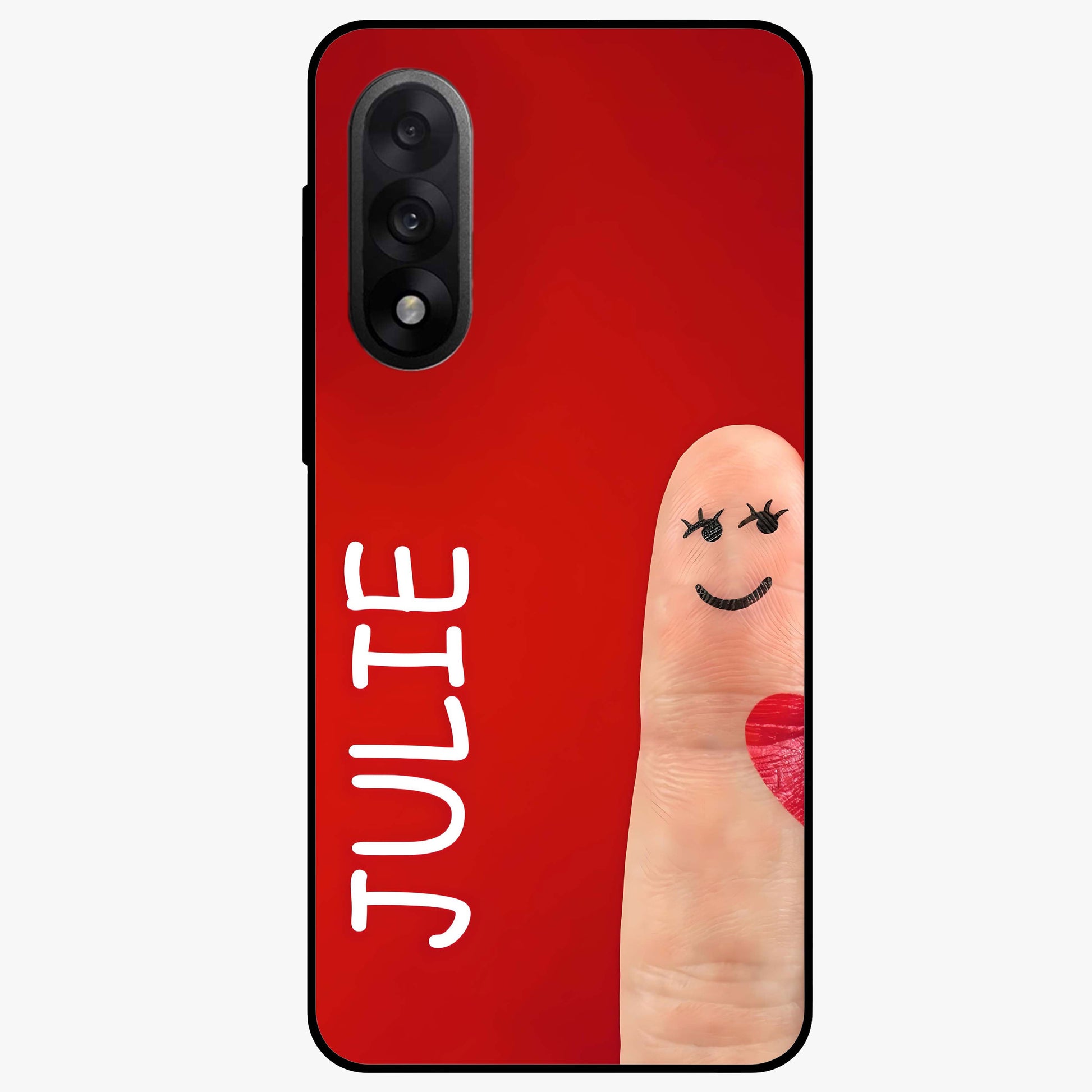 Smiling Love Sign Glass Case for 1+Nord 5 romantic front view featuring love sign inspired artwork