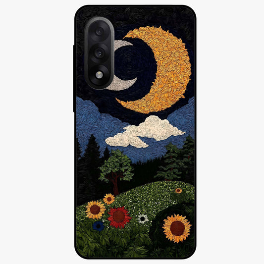 Sun and Moon Magic Design Glass Case for 1+Nord 5 artistic front view featuring symbolic sun and moon artwork