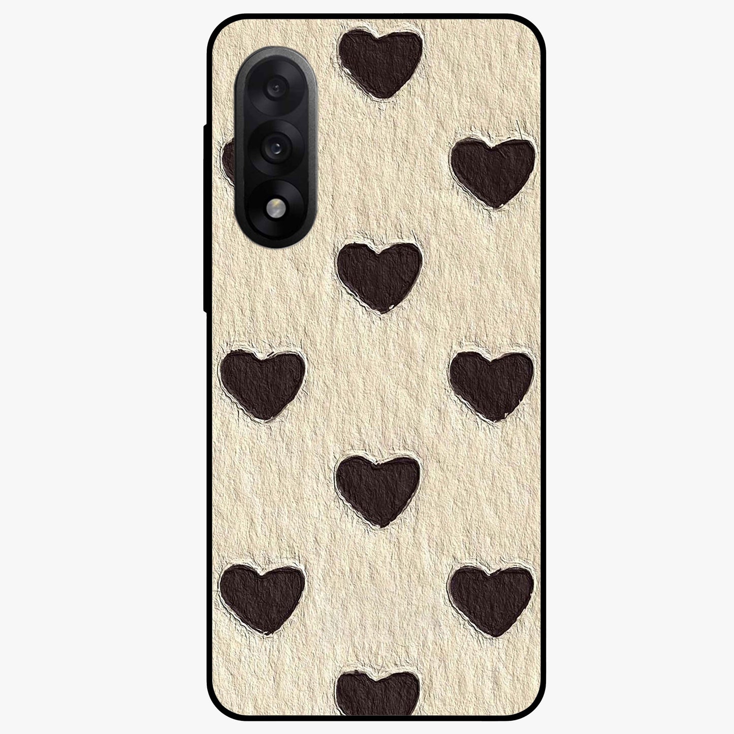 Textured Love Pattern Glass Case for 1+Nord 5 romantic front view featuring heart themed textured artwork