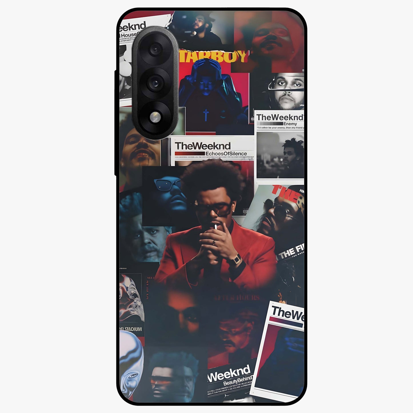 The Weeknd Glass Case for 1+Nord 5 stylish front view featuring music inspired artistic artwork