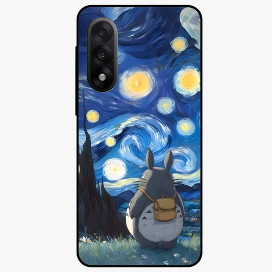 Totoro in Van Gogh Art Glass Case for 1+Nord 5 artistic front view featuring whimsical character artwork in painterly style