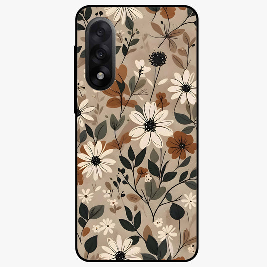 Vector Flowers Glass Case for 1+Nord 5 clean front view featuring sharp vector style floral artwork
