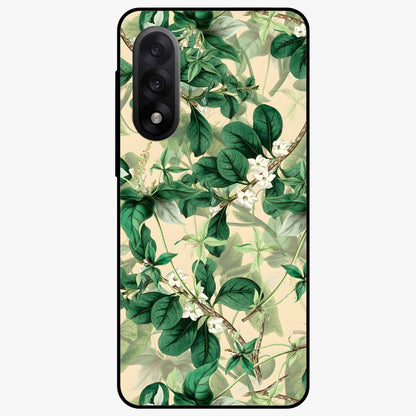 Verdant Garden Whispers Glass Case for 1+Nord 5 serene front view featuring lush green floral artwork