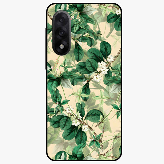 Verdant Garden Whispers Glass Case for 1+Nord 5 serene front view featuring lush green floral artwork