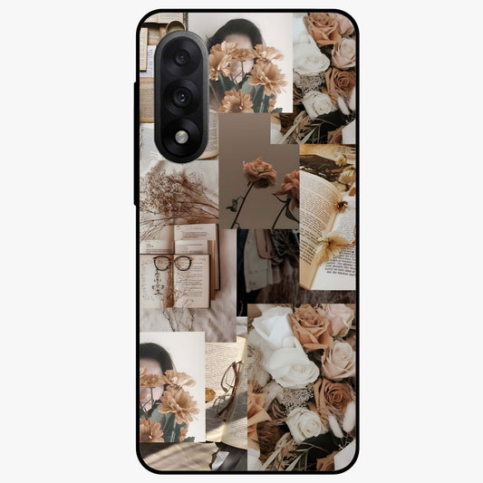 Vintage Bloom Story Glass Case for 1+Nord 5 elegant front view featuring classic floral artwork with nostalgic vibe