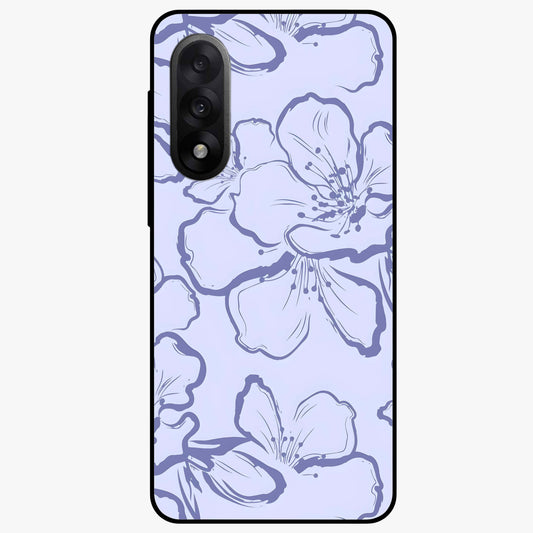 Violet Sketch Garden Glass Case for 1+Nord 5 artistic front view featuring floral sketch artwork in violet tones