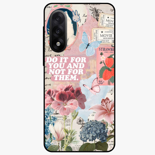 Whimsical Vintage Aesthetic Glass Case for 1+Nord 5 charming front view featuring dreamy retro inspired artwork