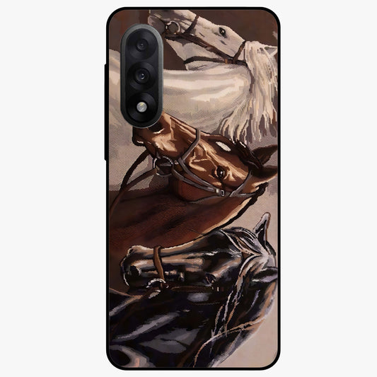 Wild Trio Gallop Glass Case for 1+Nord 5 powerful front view featuring three horses in motion with dynamic artwork