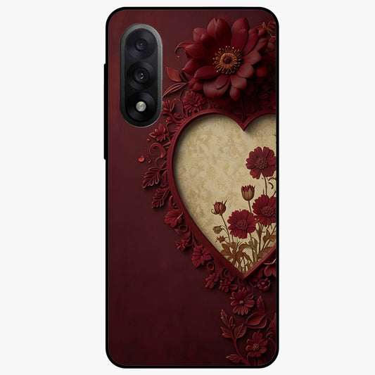 Wine Heart Vintage Art Glass Case for 1+Nord 5 romantic front view featuring heart shaped vintage wine inspired artwork