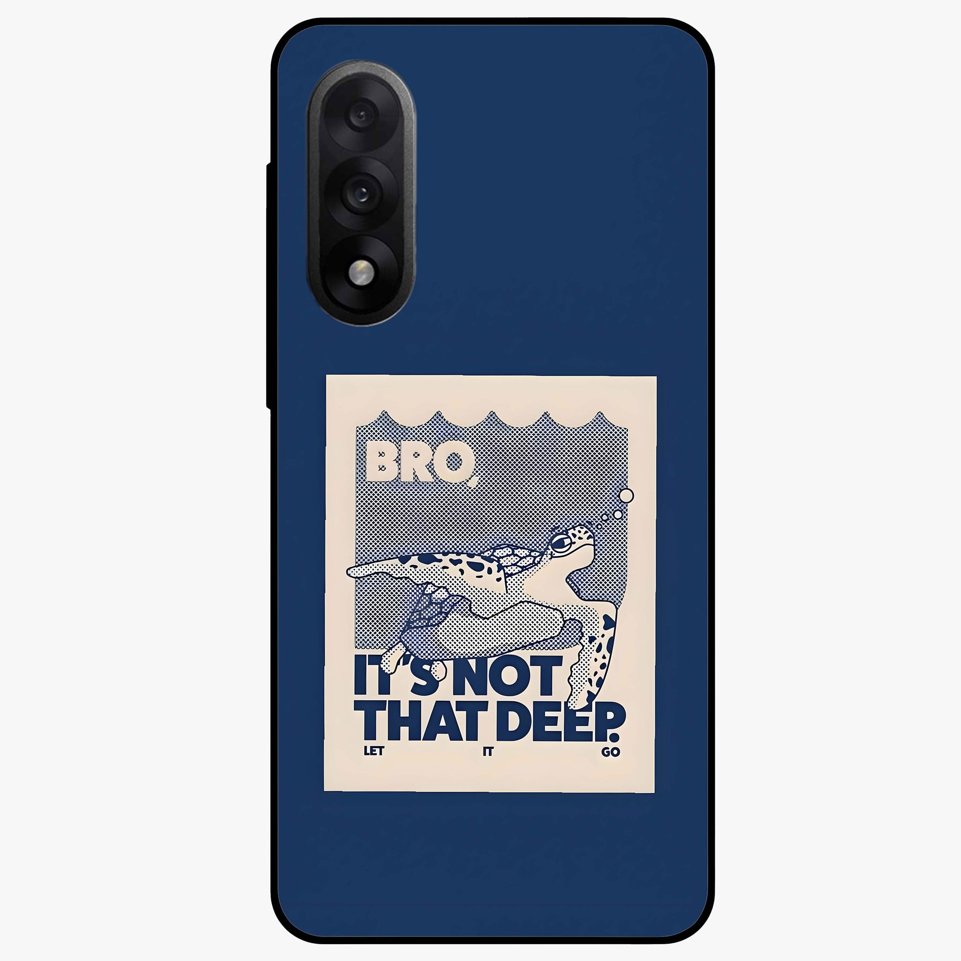 Worry Less Swim Glass Case for 1+Nord 5 uplifting front view featuring motivational typography with aquatic theme