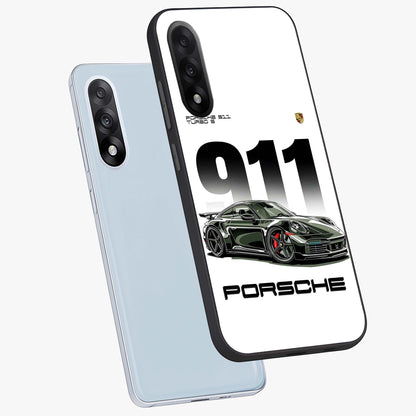 911 Turbo Dominance Glass Case for 1+Nord 5 premium angled mockup showcasing glossy glass finish and racing inspired design