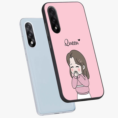 Blushing Love Moment Glass Case for 1+Nord 5 angled mockup showcasing glossy finish and elegant romantic design