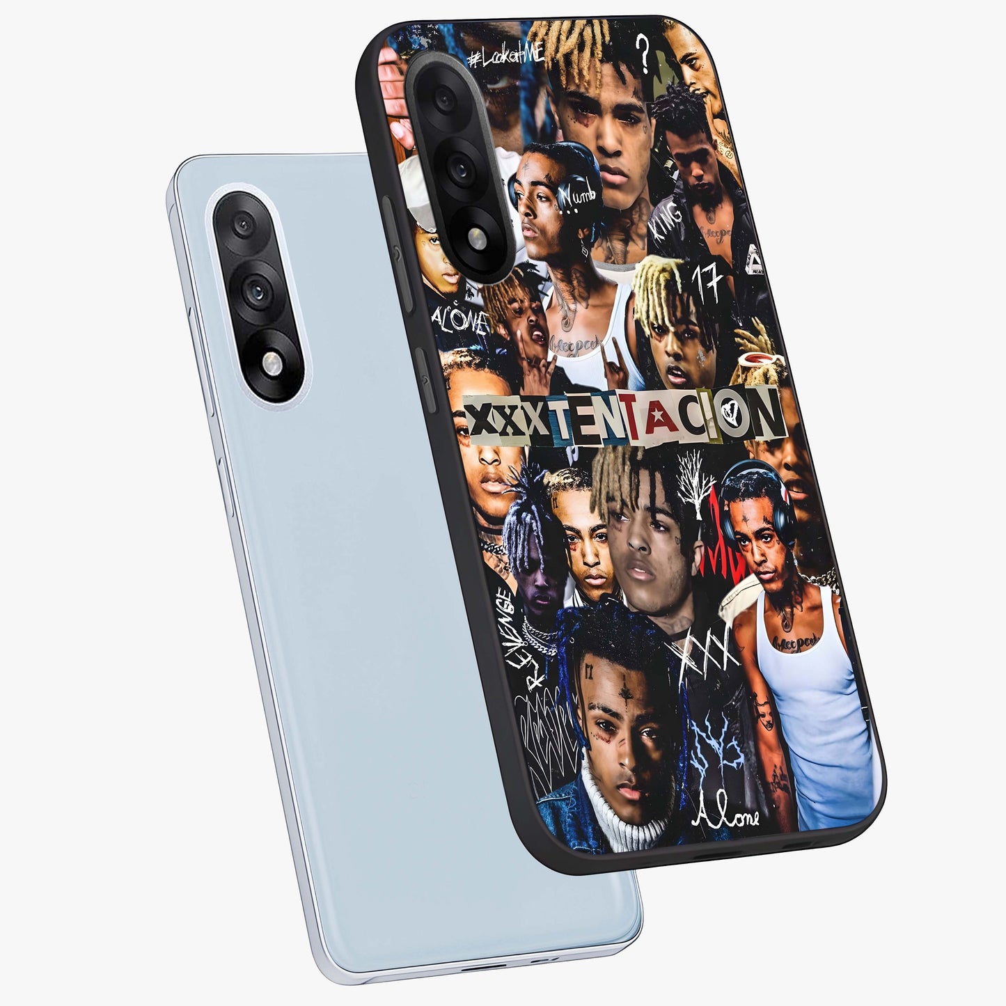 Broken Fame Diaries Glass Case for 1+Nord 5 angled mockup showcasing glossy finish and edgy aesthetic design