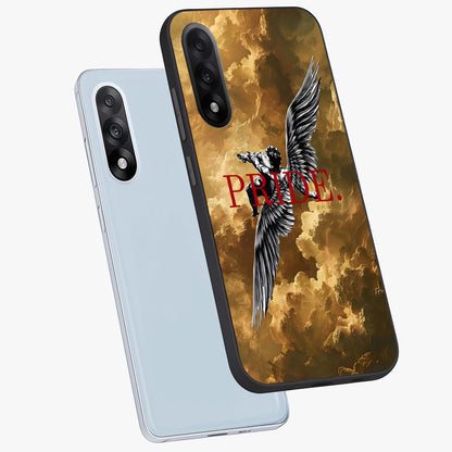Celestial Fallen Pride Glass Case for 1+Nord 5 angled mockup showcasing glossy glass finish and intense night sky detailing