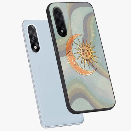 Celestial Harmony Vibes Glass Case for 1+Nord 5 angled mockup showcasing glossy finish and smooth celestial gradients