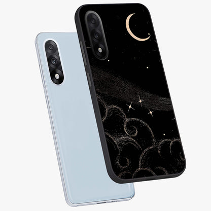 Celestial Midnight Veil Glass Case for 1+Nord 5 angled mockup showcasing glossy finish and dark celestial gradients