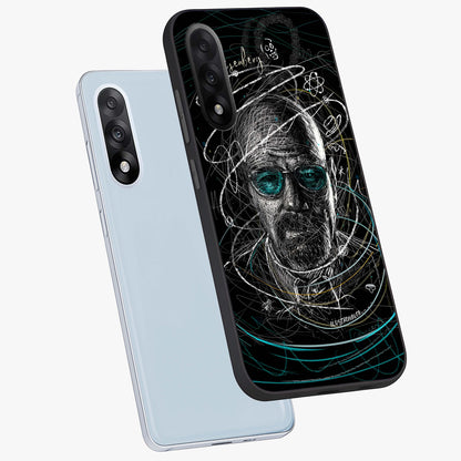 Chaotic Mind Genius Glass Case for 1+Nord 5 angled mockup showcasing glossy finish and edgy artistic design