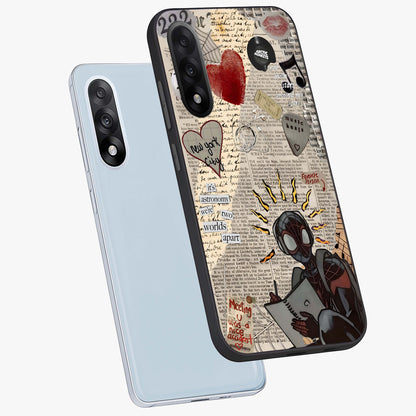 City Dream Sketch Glass Case for 1+Nord 5 captured at a warm angle highlighting urban line details, gloss, and edge clarity.