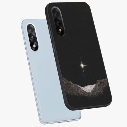 Cosmic Dream Night Glass Case for 1+Nord 5 angled mockup showcasing glossy finish and rich midnight gradients